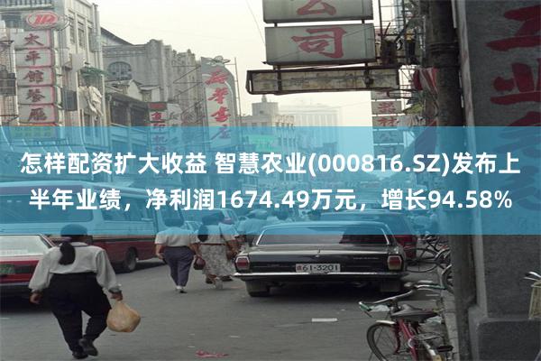 怎样配资扩大收益 智慧农业(000816.SZ)发布上半年业绩，净利润1674.49万元，增长94.58%