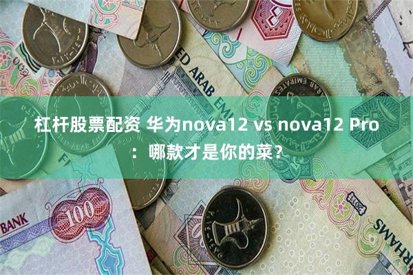 杠杆股票配资 华为nova12 vs nova12 Pro：哪款才是你的菜？